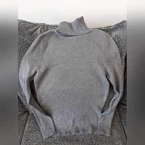 Lauren Ralph Lauren Minimalist Ribbed Grey Turtleneck 90s Vtg Sweater Women's M